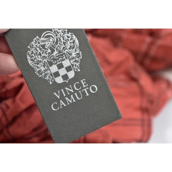 Vince Camuto Blouse Womens Medium Red Plaid Ruffle Sleeve Mood Indigo Apple Top - Picture 7 of 11